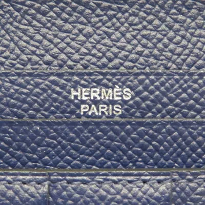 Pre-owned Hermes Navy Epsom Leather Long Wallet (bi-fold) ()