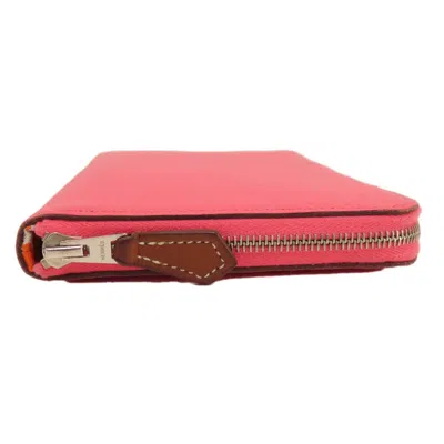 Pre-owned Hermes Pink Rose Azalee Epsom Leather Long Wallet (bi-fold) ()