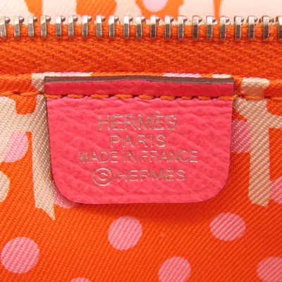 Pre-owned Hermes Pink Rose Azalee Epsom Leather Long Wallet (bi-fold) ()