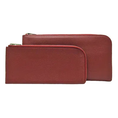 Pre-owned Hermes Remix Voyage Rouge H Leather Long Wallet (bi-fold) () In Red