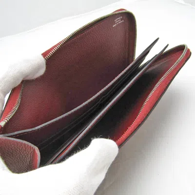 Pre-owned Hermes Remix Voyage Rouge H Leather Long Wallet (bi-fold) () In Red