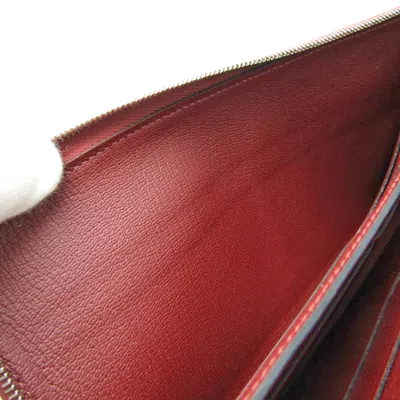 Pre-owned Hermes Remix Voyage Rouge H Leather Long Wallet (bi-fold) () In Red
