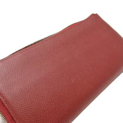 Pre-owned Hermes Remix Voyage Rouge H Leather Long Wallet (bi-fold) () In Red