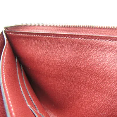 Pre-owned Hermes Remix Voyage Rouge H Leather Long Wallet (bi-fold) () In Red