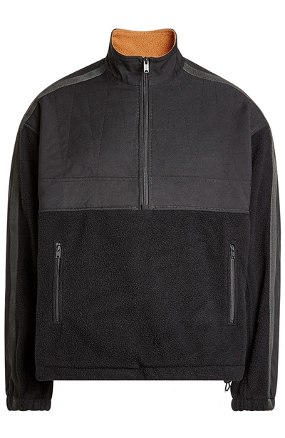 Yeezy Nylon & Polar Fleece Pullover Sweatshirt, Black, Black Pattern