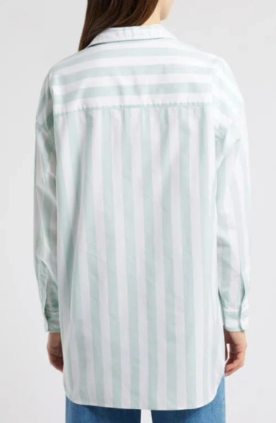 Frank & Eileen Shirley Stripe Oversize Button-up Shirt In Green