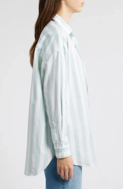 Frank & Eileen Shirley Stripe Oversize Button-up Shirt In Green