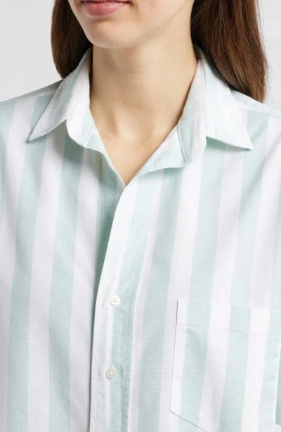 Frank & Eileen Shirley Stripe Oversize Button-up Shirt In Green