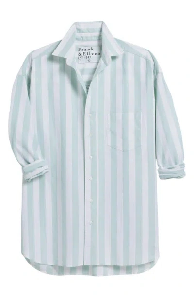 Frank & Eileen Shirley Stripe Oversize Button-up Shirt In Green