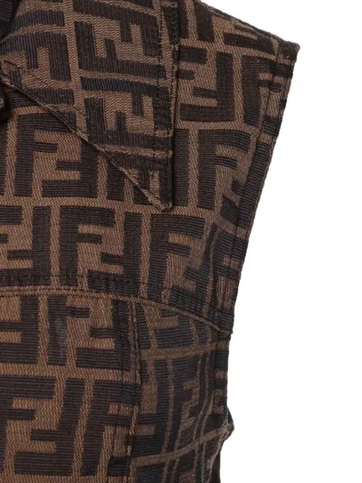 Pre-owned Fendi 1980-1990 Zucca Vest In Brown