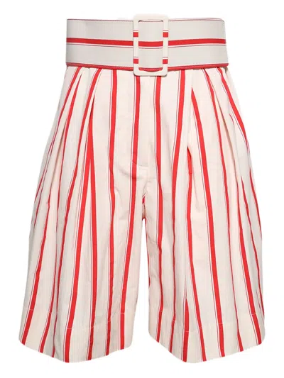 Rosie Assoulin Belted Wide Shorts Red Stripe In Red