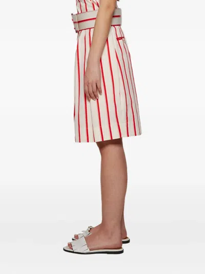 Rosie Assoulin Belted Wide Shorts Red Stripe In Red