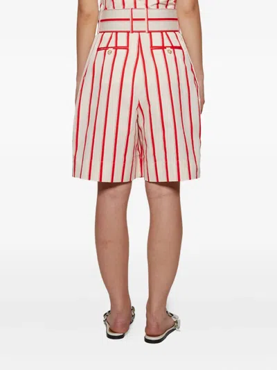 Rosie Assoulin Belted Wide Shorts Red Stripe In Red