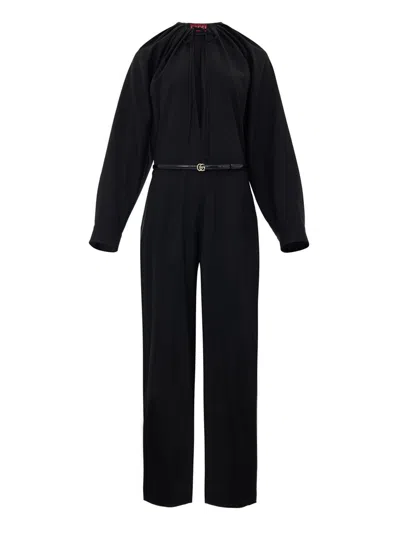 Gucci Stretch Wool Jumpsuit In Black