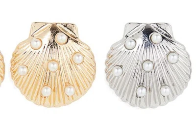 Tasha 2-pack Crystal Shell Stud Earrings In Multi