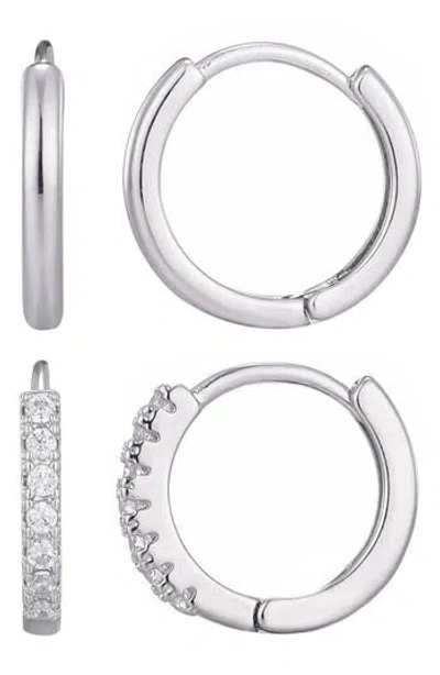 Adornia Set Of 2 Assorted Huggie Hoop Earrings In Metallic
