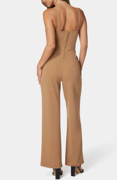 Bebe V Wire Core Jumpsuit In Brown