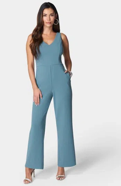Bebe V Neck Core Jumpsuit In Denim