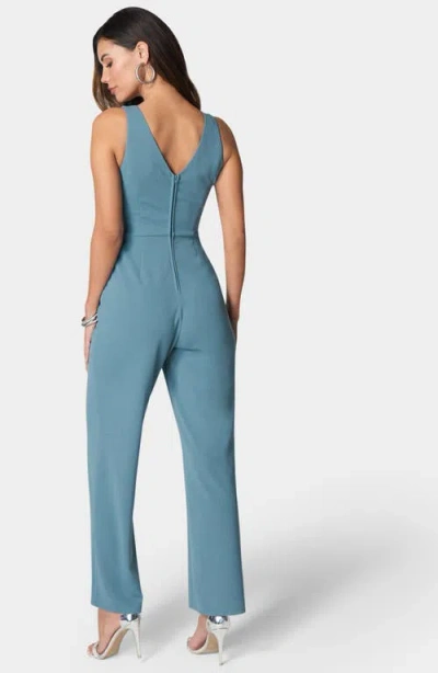 Bebe V Neck Core Jumpsuit In Denim