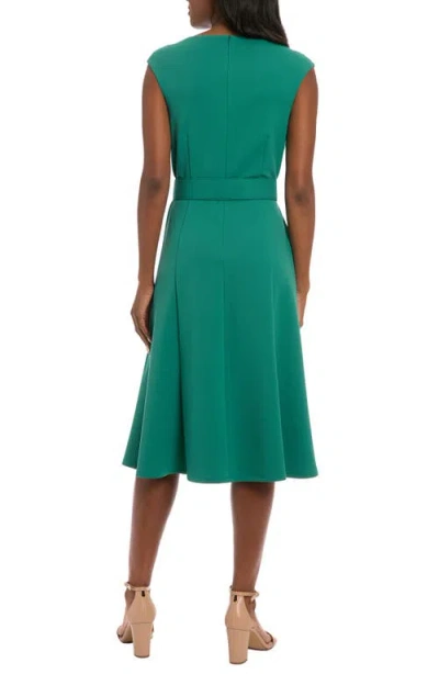 London Times Women's Boat Neck Fit And Flare Dress In Green