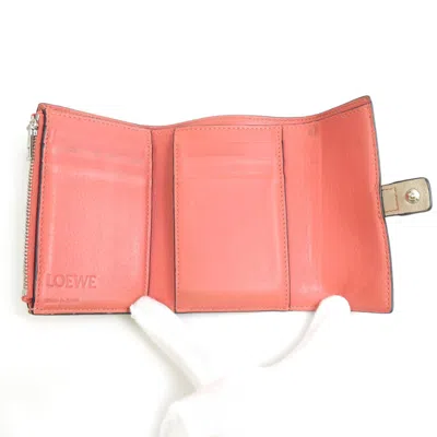 Pre-owned Loewe Brown Grayish Pink Leather Wallet (tri-fold) () In Multi