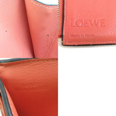 Pre-owned Loewe Brown Grayish Pink Leather Wallet (tri-fold) () In Multi