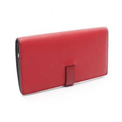 Pre-owned Loewe Red Color Leather Long Wallet (bi-fold) ()