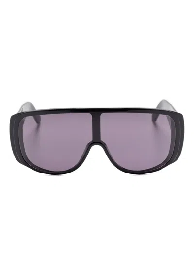 Mm6 Maison Margiela Rectangular Frame Shield Sunglasses In Black