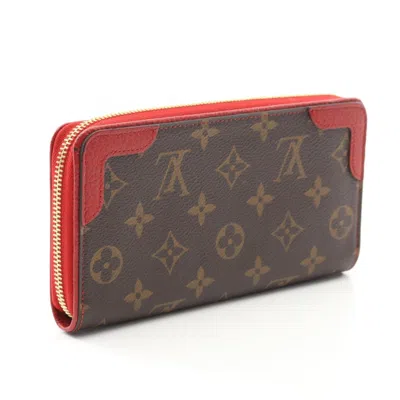 Pre-owned Louis Vuitton Brown Monogram Red Color Coated Canvas Long Wallet (bi-fold) () In Multi