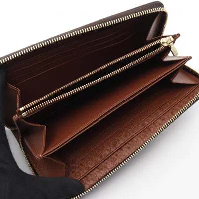 Pre-owned Louis Vuitton Brown Pvc Coated Canvas Leather Long Wallet (bi-fold) ()