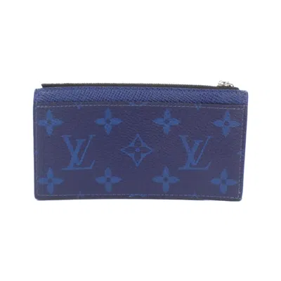Pre-owned Louis Vuitton Cobalt Coated Canvas Leather Coin Purse/coin Case () In Blue