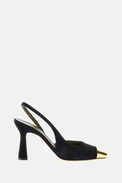 Maria Luca Eleonora Leather Metal-toe Slingback Pumps In Black