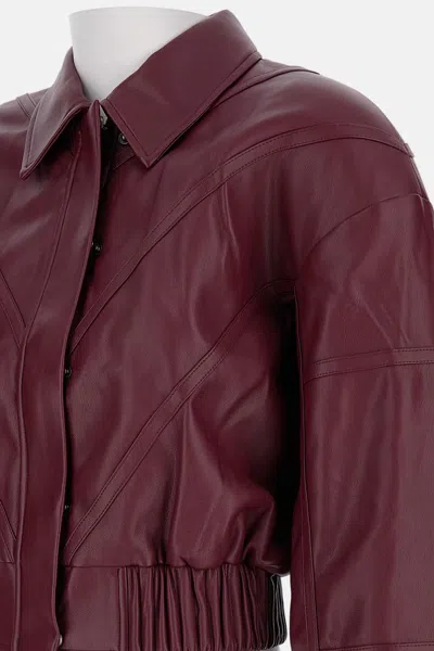 Rotate Birger Christensen Collared Panel Detailing Bomber Jacket In Burgundy