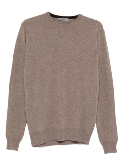 Corneliani Crew-neck Wool Sweater In Brown