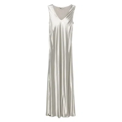 Alberta Ferretti V-neck Slip Dress In Silver