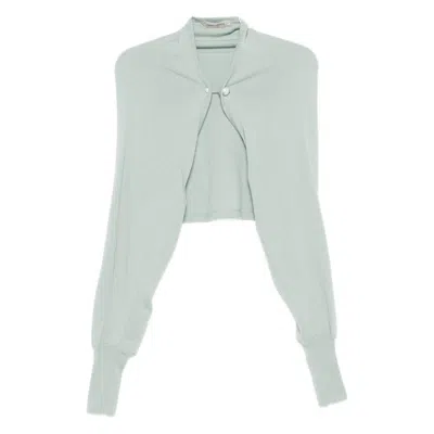 Alberta Ferretti Button-fastening Cropped Cardigan In Blue