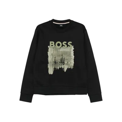 Hugo Boss Logo-print Cotton Sweatshirt In Black