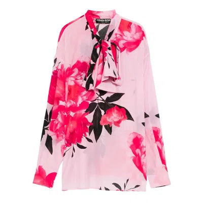 Chiara Boni La Petite Robe Sofi Floral-print Tie-neck Top In Multi