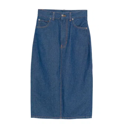 Fiorucci Denim Pencil Skirt In Blue