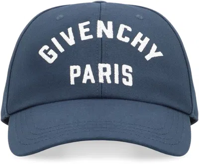 Givenchy Embroidered Cap With Curved Brim And Metal Buckle In Blue