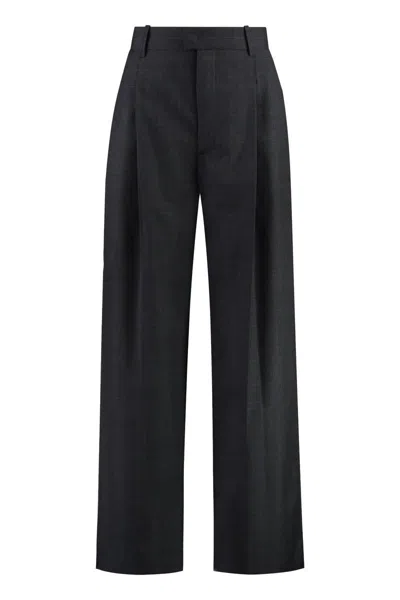 Isabel Marant 'romina' Grey High Waist Pants With Check Motif In Black