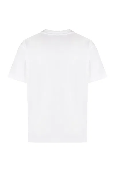 Totême Embroidered Ribbed Stretch-cotton Jersey T-shirt In White