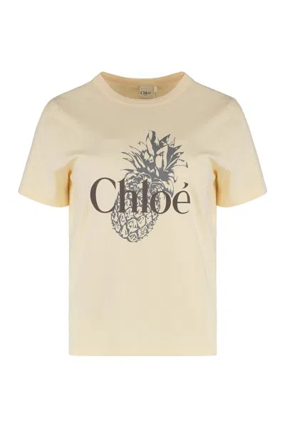 Chloé Cotton Crew-neck T-shirt In Neutral