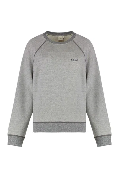 Chloé Cotton Crew-neck Sweatshirt In Gray
