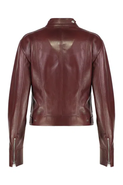 Tom Ford Long-sleeved Leather Jacket In Brown