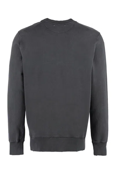 Golden Goose Golden M S Regular Sweatshirt Distressed Cotton Jersey With Logo Clothing In Gray