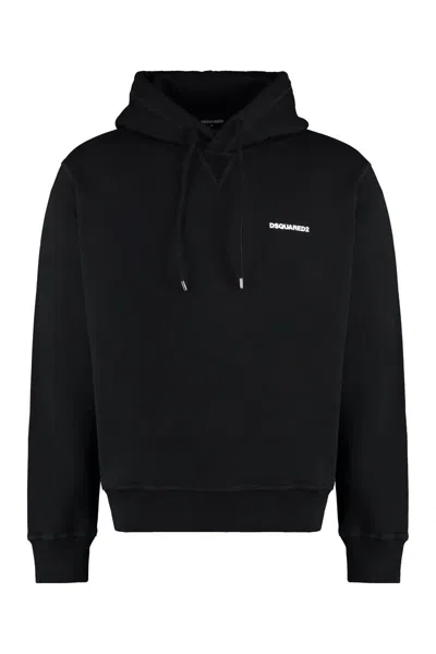 Dsquared2 Black Sweatshirt With Classic Hood And Bold Graphic Print In Black