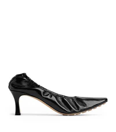 Bottega Veneta Sofia Black Patent Leather Elastic Ballerina With Heel In Multi