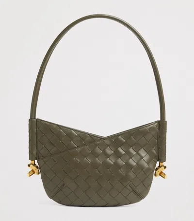 Bottega Veneta Mini Solstice Intrecciato Leather Hobo Bag In Green