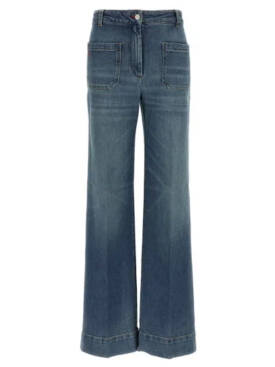 Victoria Beckham Alina Jean With Back And Front Pockets In Blue